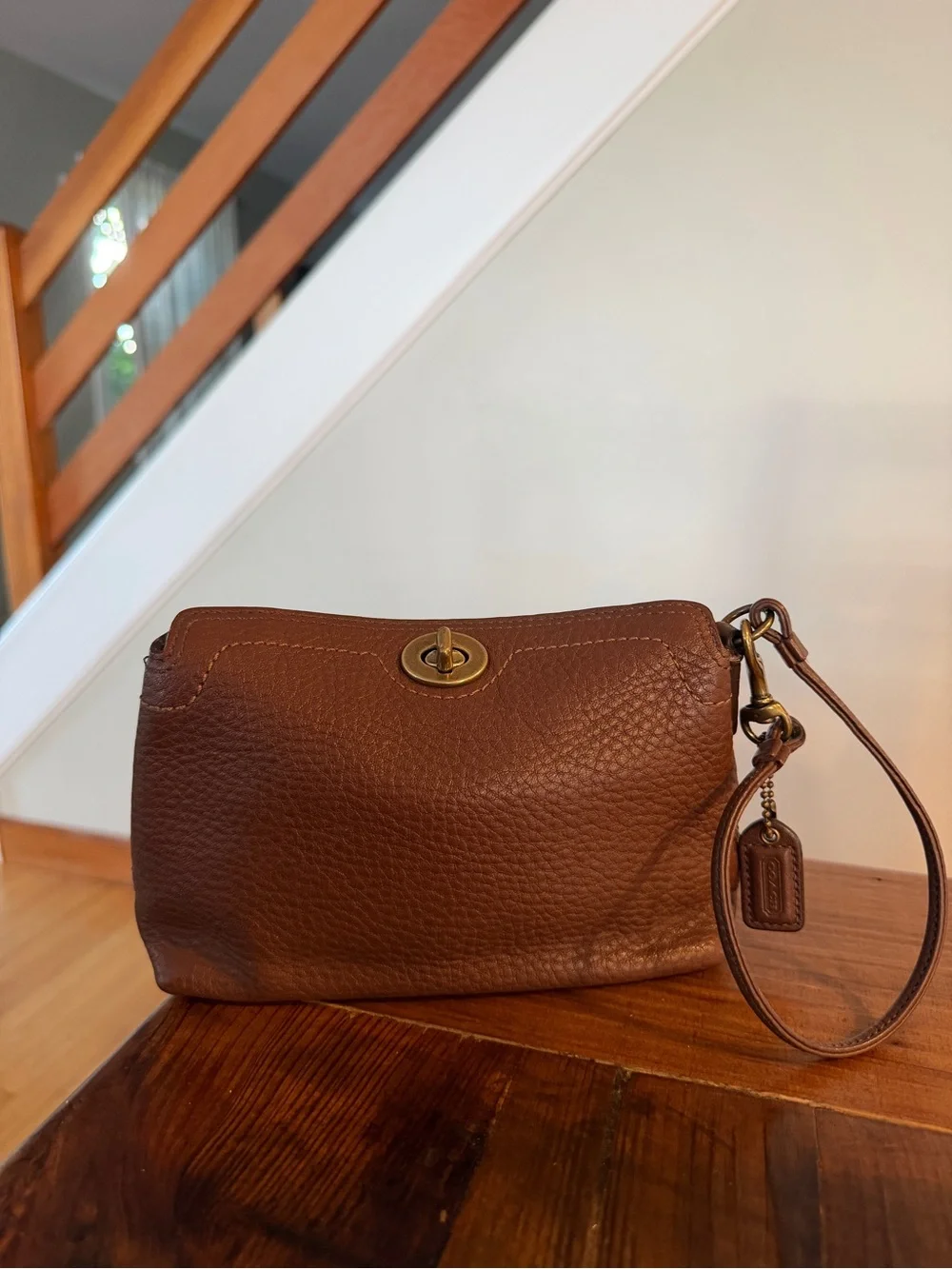 Vintage Coach Brown Pebble Clutch